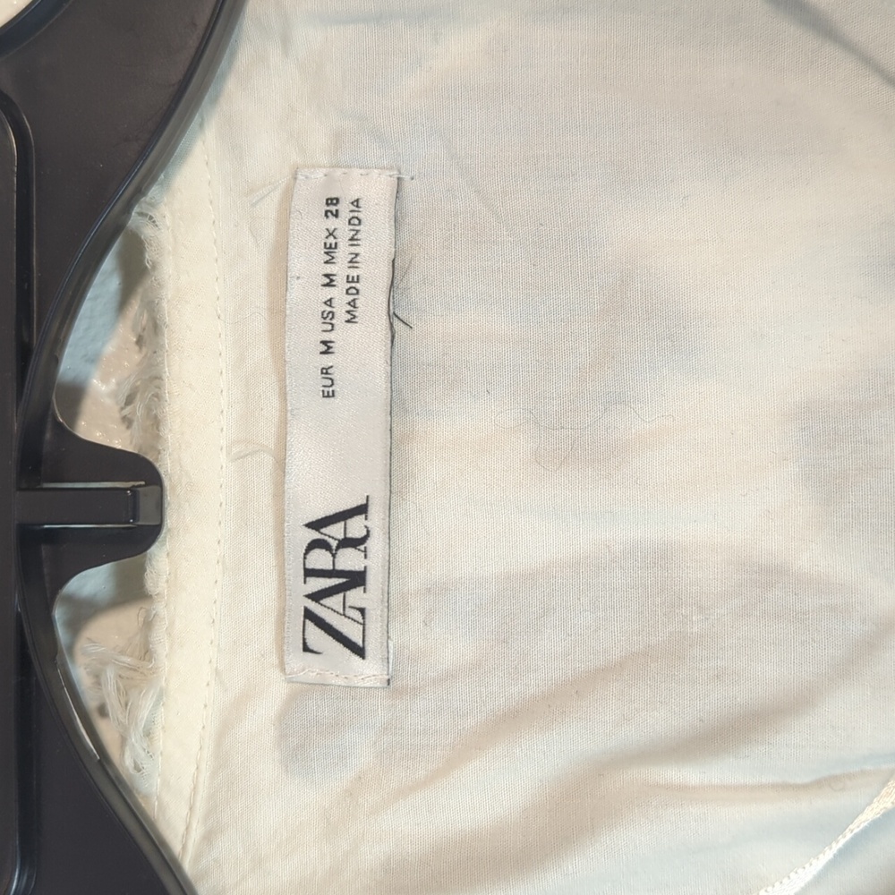 Zara White and Blue Embroidered Jacket with Tassels NWOT - Picture 5 of 7